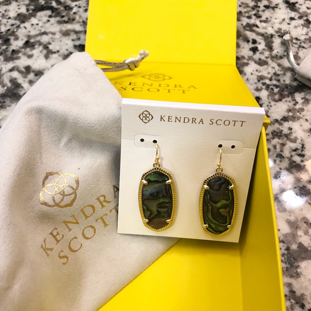 Kendra Scott Gold Drop Earrings Abalone Shell